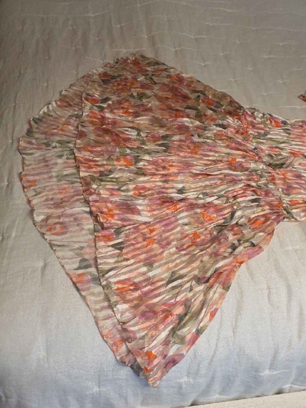 Black Iris Silk Sheer Pink Floral Maxi Dress with Tie Waist Size 2 Fits a S-M - Picture 6 of 13